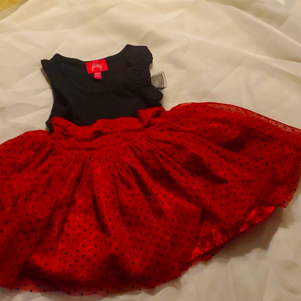 Flawless PINKY RED/BLACK BABY GIRL DRESS